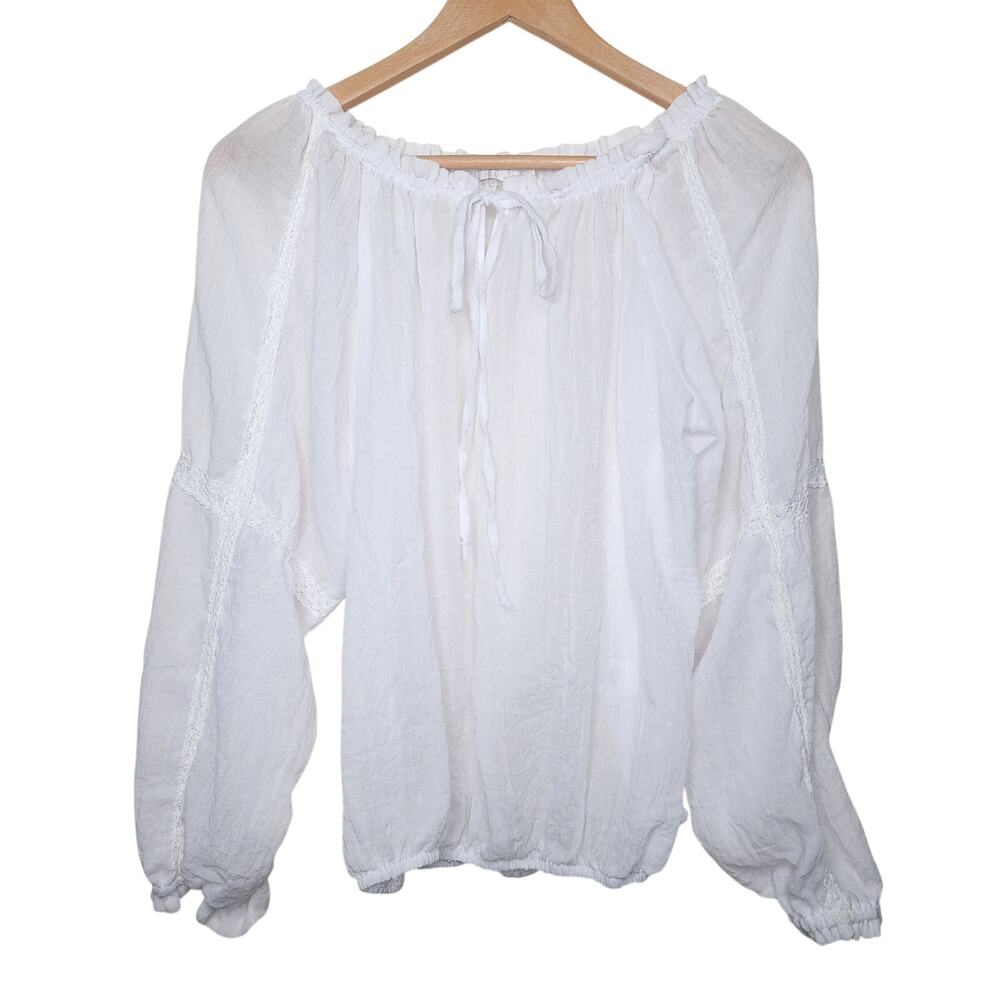 White Boho Peasant Cottage Blouse Life Women's Size Large